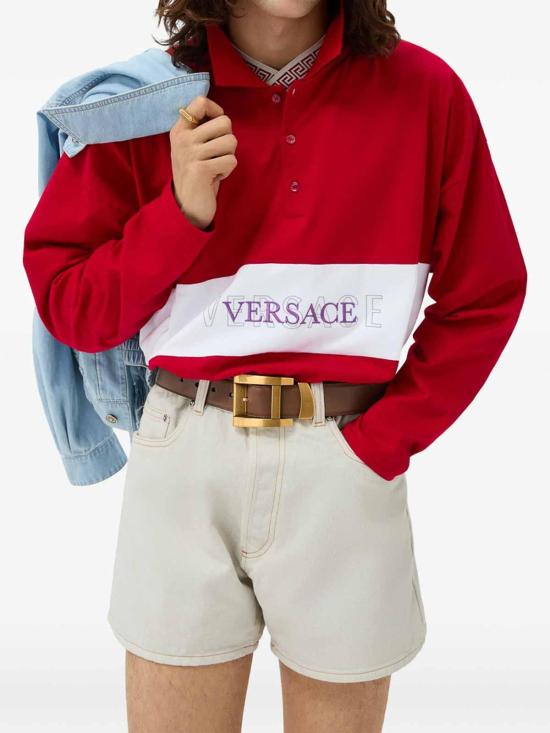26FW 베르사체 폴로 티셔츠 1A1839110254291RC40 RED - VERSACE