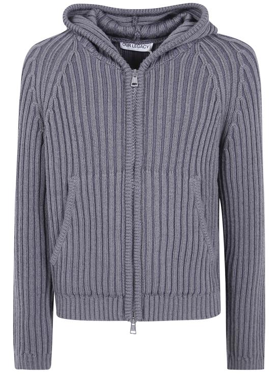 26FW 아워레가시 레벨 리브드 니트 후드 집업 M4263LS SAGE STRIPE DOM