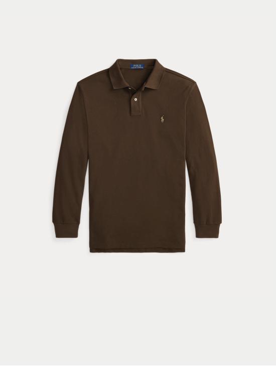26FW 랄프 로렌 폴로 티셔츠 폴로 마니카 룽가 커스텀 슬림핏 마로네 - RALPH LAUREN