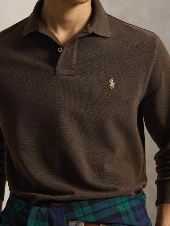 26FW 랄프 로렌 폴로 티셔츠 폴로 마니카 룽가 커스텀 슬림핏 마로네 - RALPH LAUREN