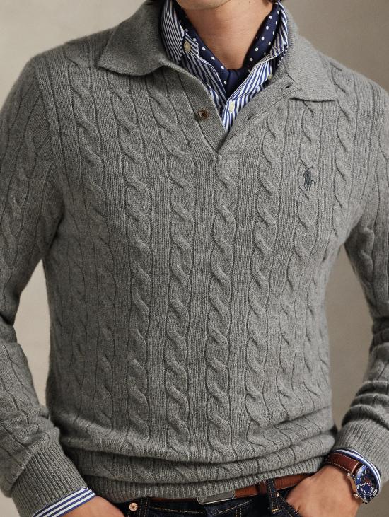 26FW 랄프 로렌 스웨터 말리아 콘 콜로 폴로 아 트레체 그리지오 - RALPH LAUREN