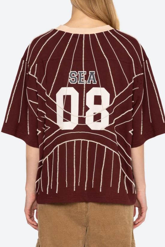  씨뉴욕 반팔 티셔츠 Sea Ny Quinn 티셔츠 버건디 - SEA NY
