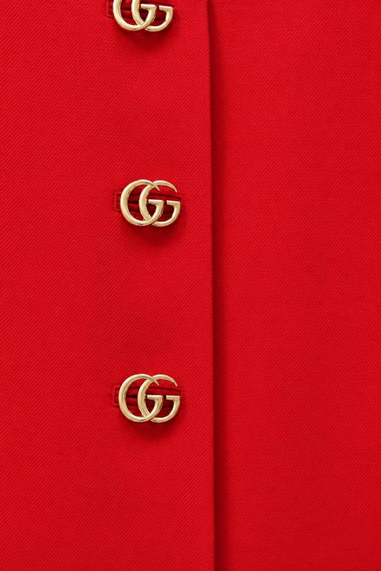 26FW 구찌 크레이프 울 더블 G 버튼 스커트 864526ZACKN 6143 Rosso - GUCCI