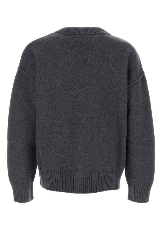26FW 아미 하트 로고 인타르시아 V넥 가디건 UKC367018 084 GRAY - AMI