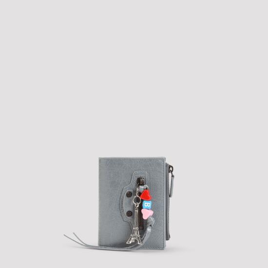 26FW 발렌시아가 르 시티 바이폴드 지갑 램스킨 846360 2ACOT 4751 BLUE GREY