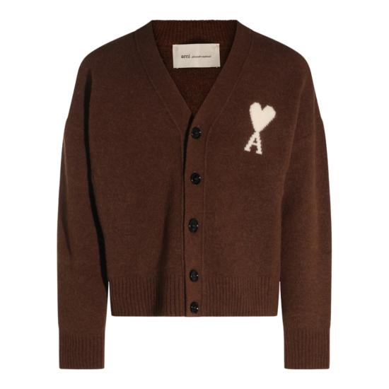 26FW 아미 빅 하트 로고 알파카 니트 가디건 UKC365KN0135A362 Brown