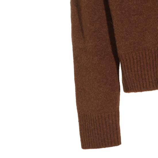 26FW 아미 빅 하트 로고 알파카 니트 가디건 UKC365KN0135A362 Brown - AMI