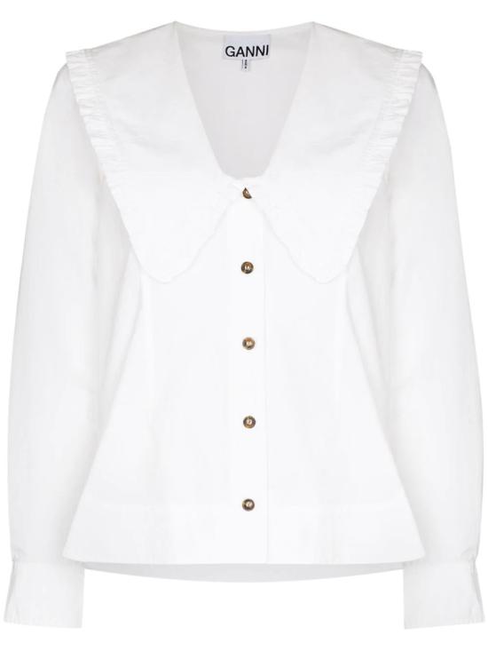  가니 코튼 포플린 브이넥 셔츠 F5778 151 White