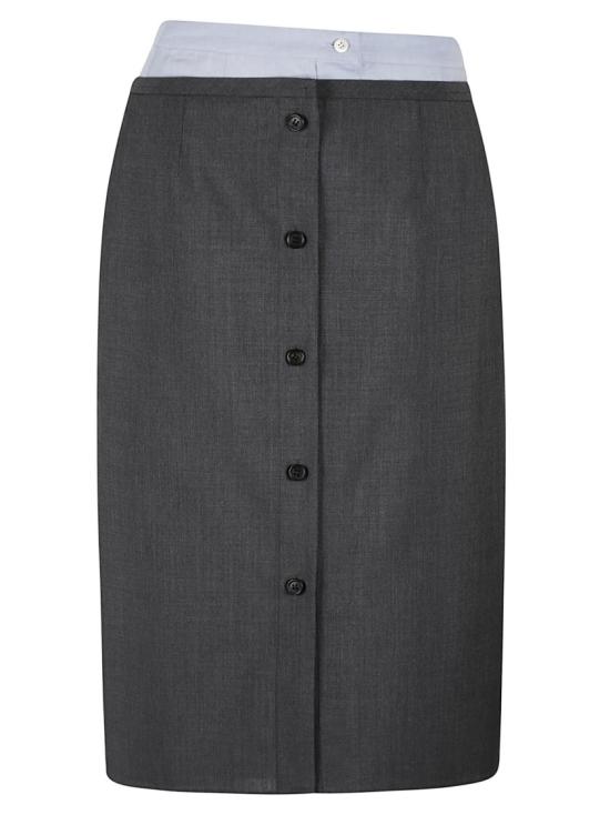 26FW 프라다 더블 레이어 미디 스커트 P169ISOOO6106 Grey
