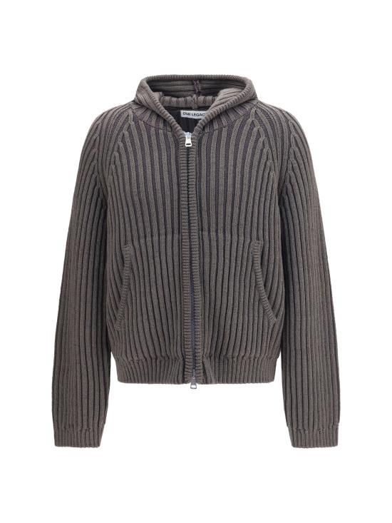 26FW 아워레가시 레벨 리브드 니트 후드 집업 레벨 리브드 니트 후드 집업 M4263LS SAGESTRIPE GREEN