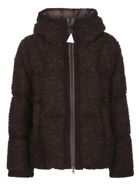 26FW 몽클레어 크리스탈린 후드 울 쇼트 다운 재킷 L2 093 1A002 31 599VV Brown