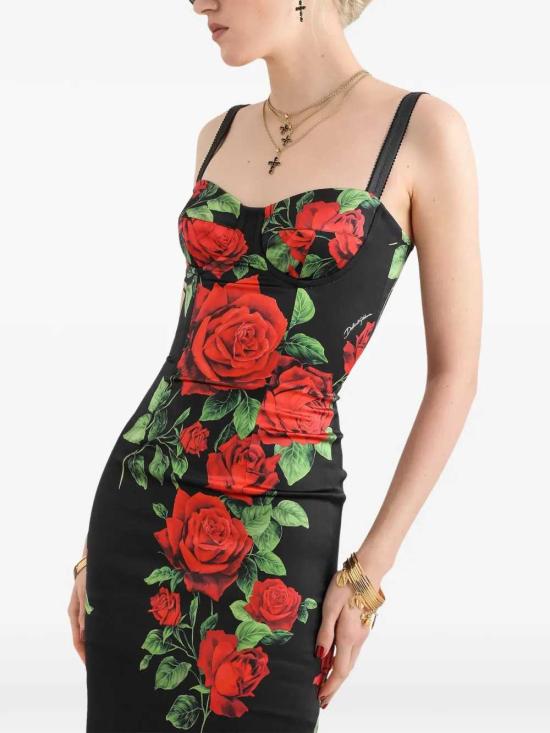 26FW 돌체앤가바나 원피스 F622KTFSA9S HN6EJ ROSE ROSSE F NERO - DOLCE & GABBANA