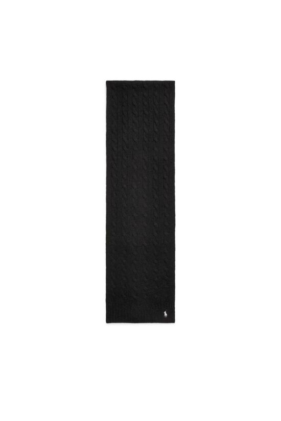 25FW 폴로 랄프로렌 포니 로고 자수 케이블 니트 스카프 455956296001 black