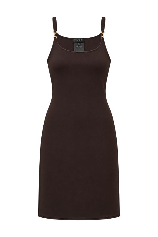 26FW 구찌 홀스빗 비스코스 크레프 저지 드레스 홀스빗 비스코스 크레프 저지 드레스 A009BHXUAPP 2206 Marrone