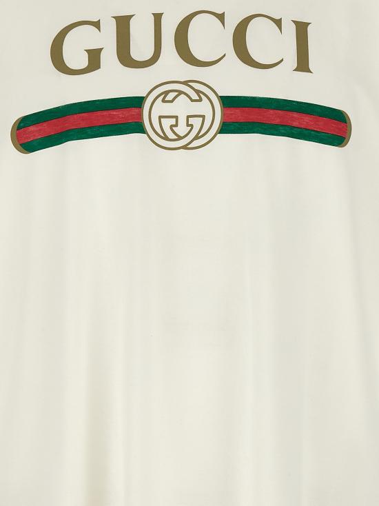 26FW 구찌 로고 프린트 코튼 저지 실크 티셔츠 865015XJHUF9280 White - GUCCI