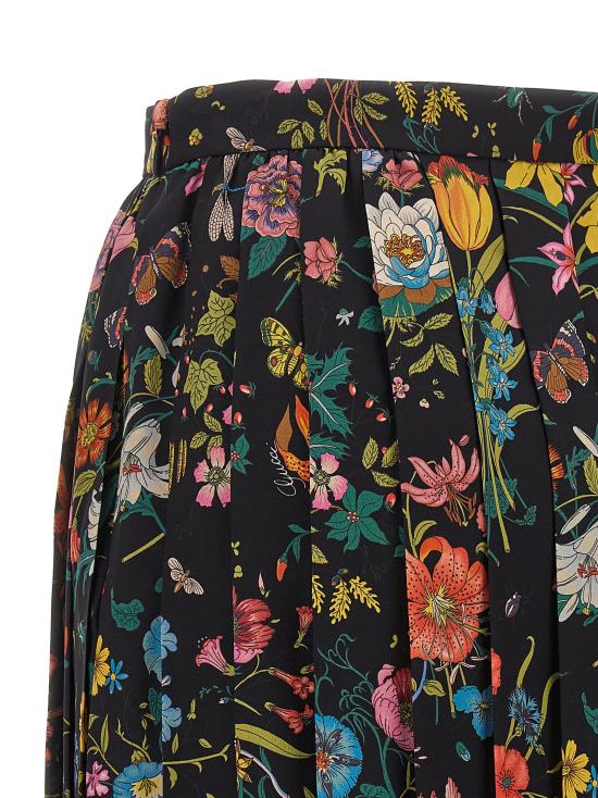 26FW 구찌 플로라 프린트 실크 미디 스커트 865115ZAU221066 Multicolor - GUCCI