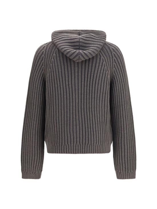 26FW 아워레가시 레벨 리브드 니트 후드 집업 레벨 리브드 니트 후드 집업 M4263LS SAGESTRIPE GREEN - OUR LEGACY