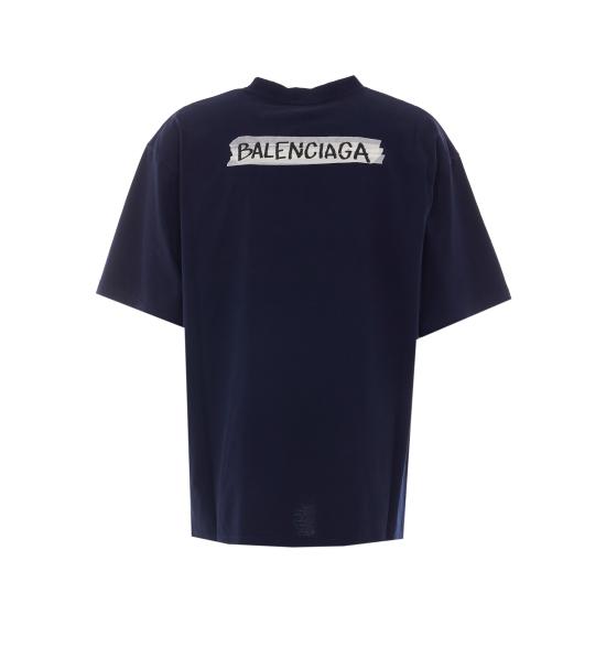 26FW 발렌시아가 마스킹 테이프 티셔츠 미디움 핏 764235 TTVL68065 BLUE - BALENCIAGA