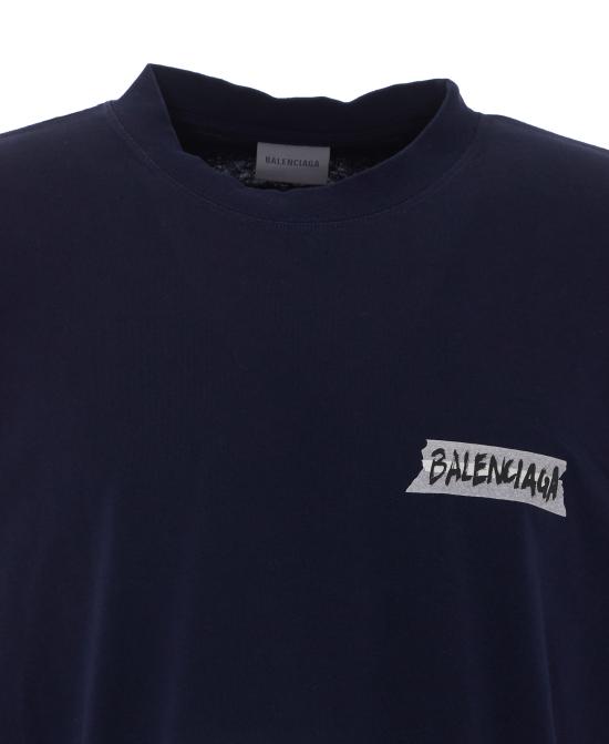 26FW 발렌시아가 마스킹 테이프 티셔츠 미디움 핏 764235 TTVL68065 BLUE - BALENCIAGA