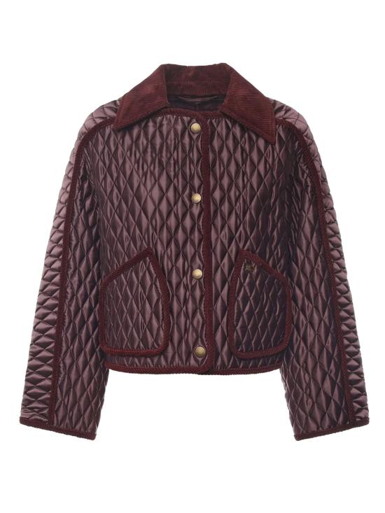 26FW 버버리 크롭 퀼팅 나일론 플로리스톤 자켓 8113543 C1494 BORDEAUX