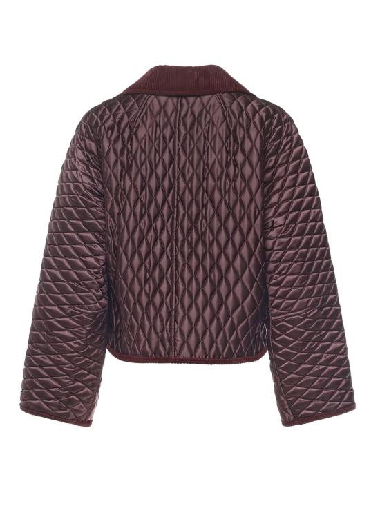 26FW 버버리 크롭 퀼팅 나일론 플로리스톤 자켓 8113543 C1494 BORDEAUX - BURBERRY