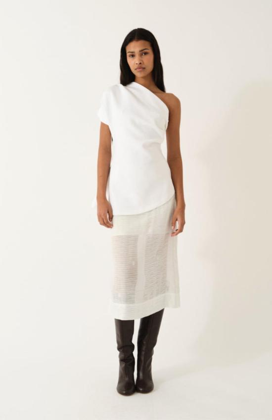  더 가먼트 반팔 티셔츠 가먼트 글램 비대칭 티셔츠 에크루 - THE GARMENT