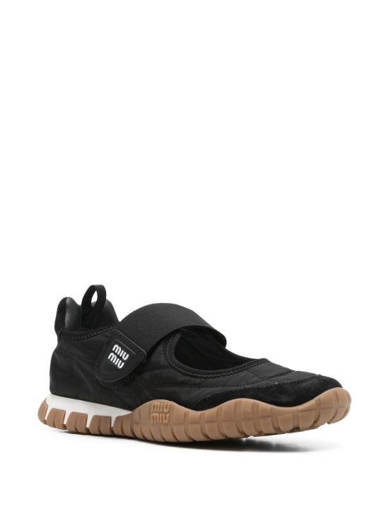 26FW 미우미우 타이어 테크니컬 스웨이드 발레리나 5F416EF 005 D7CF0002 BLACK - MIU MIU