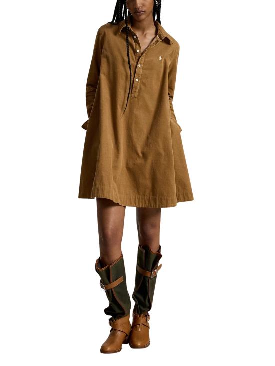 26FW 랄프 로렌 미디 원피스 211B22153 003 BROWN - RALPH LAUREN