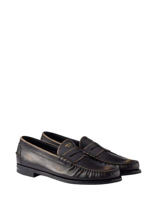 26FW 프라다 브러쉬드 레더 로퍼 2DB239 F X000 2HIIF0Y71 NERO CUOIO - PRADA
