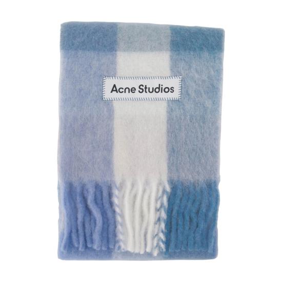 26FW 아크네 스튜디오 모헤어 체크 머플러 CA0084 DUA LIGHT BLUE WHITE POWDER