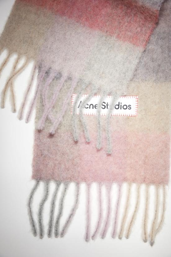 26FW 아크네 스튜디오 모헤어 체크 머플러 CA0084 BOB FUCHSIA LILAC PINK - ACNE STUDIOS