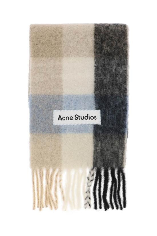 26FW 아크네 스튜디오 모헤어 체크 머플러 CA0084 DIB BLUE BEIGE BLACK