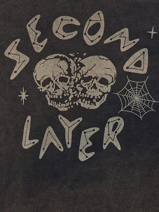 26FW 세컨드 레이어 긴팔 티셔츠 해골 티셔츠 블랙 - SECOND/LAYER