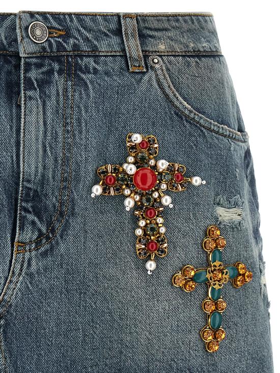 26FW 돌체앤가바나 스커트 자수  파란색 - DOLCE & GABBANA