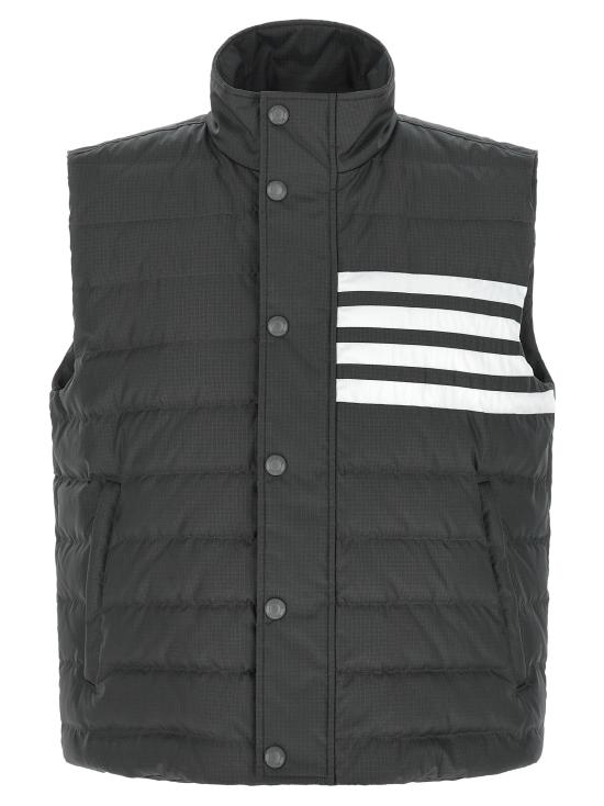 26FW 톰브라운 샤이니 립스탑 라이트웨이트 다운 필 4-바 베스트 MVD036X F1095 025 DARK GREY DOM