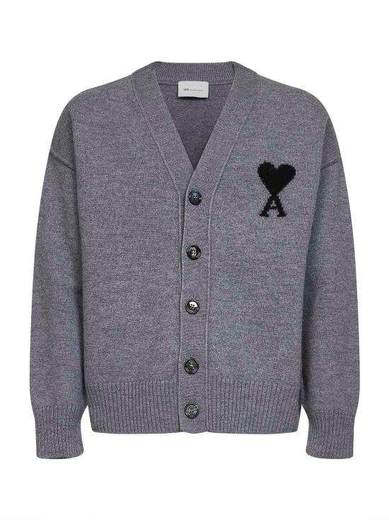 26FW 아미 하트 로고 인타르시아 V넥 가디건 UKC367U018A273 GRAY