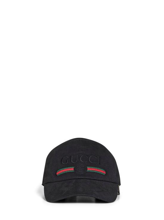 26FW 구찌 인터로킹 G 웹 자수 베이스볼 캡 8757364HBKG1060 BLACK