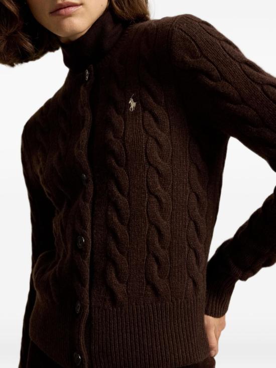  폴로 랄프로렌 로고 자수 크루넥 가디건 211972104 BROWN - POLO RALPH LAUREN