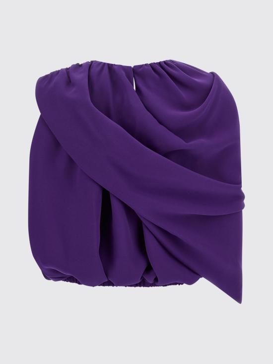 26FW 발렌시아가 여성 실크 캐디 케이프 탑 A002BXTUN14 5210 Violet - BALENCIAGA