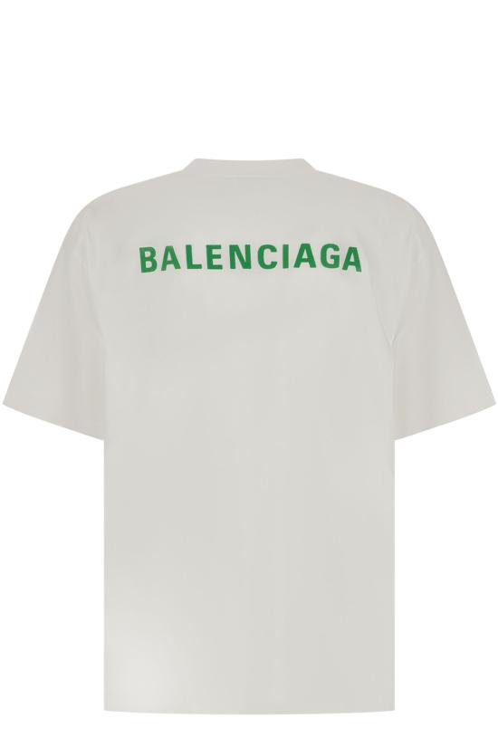 26FW 발렌시아가 백 티셔츠 미디움 핏 764235TTVJ1 9163 WHITE APPLE GREEN - BALENCIAGA