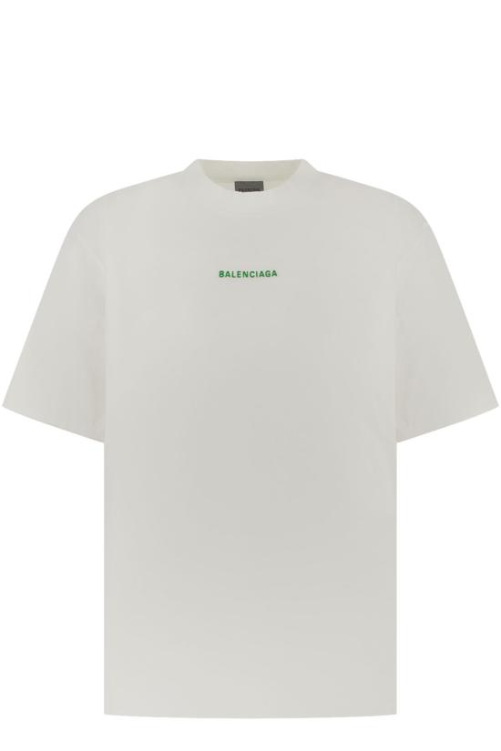 26FW 발렌시아가 백 티셔츠 미디움 핏 764235TTVJ1 9163 WHITE APPLE GREEN