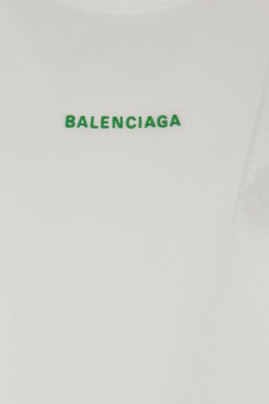 26FW 발렌시아가 백 티셔츠 미디움 핏 764235TTVJ1 9163 WHITE APPLE GREEN - BALENCIAGA