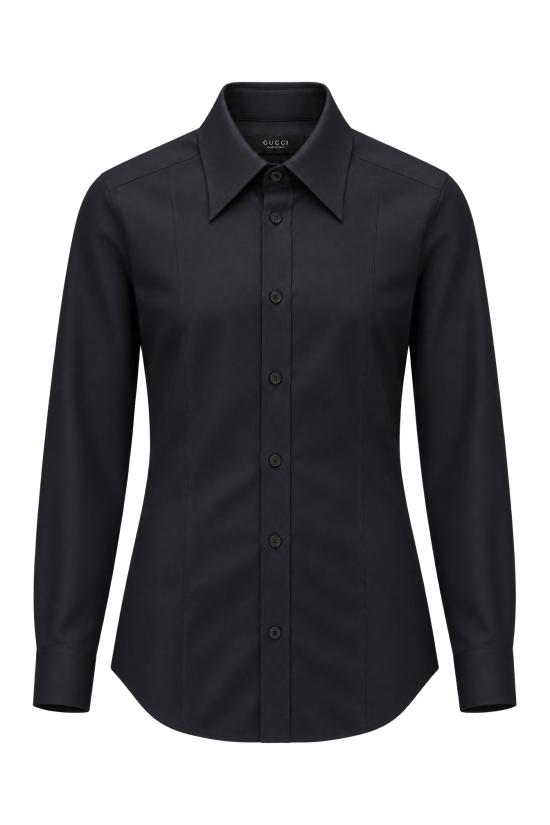26FW 구찌 실크 포플린 셔츠 A007YMZAVRW 4440 BLU INCHIOSTRO