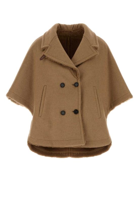 26FW 막스마라 더블 브레스트 리버시블 카멜 헤어 케이프 코트 2624736022600 001 Camel