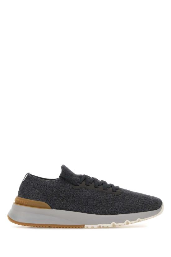 26FW 브루넬로 쿠치넬리 코튼 니트 세미 폴리쉬드 카프스킨 러너 MZUPMBO252 CAQ26 Grey