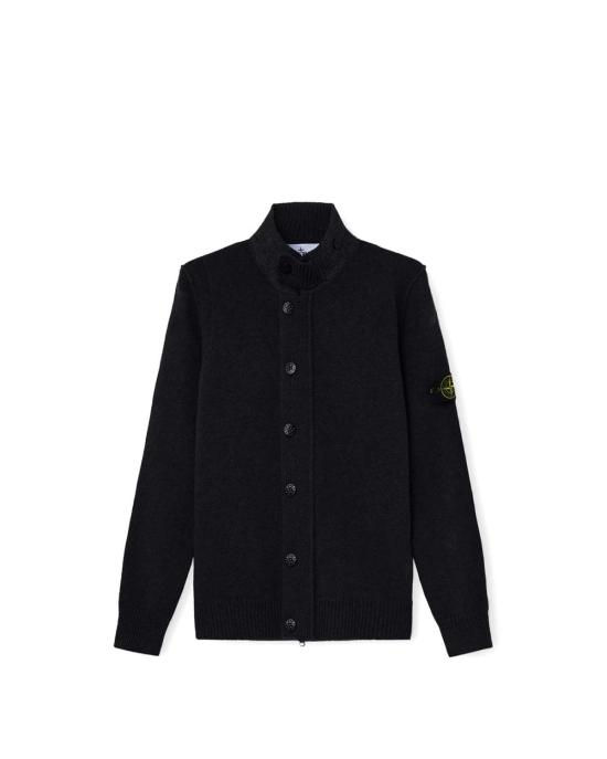  스톤 아일랜드 레귤러 핏 버튼 플래킷 집업 점퍼 5100047 S00A3 V0029 BLACK
