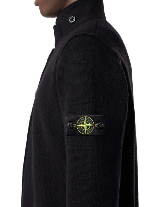  스톤 아일랜드 레귤러 핏 버튼 플래킷 집업 점퍼 5100047 S00A3 V0029 BLACK - STONE ISLAND