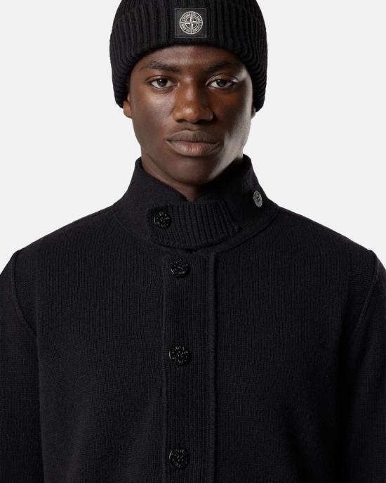  스톤 아일랜드 레귤러 핏 버튼 플래킷 집업 점퍼 5100047 S00A3 V0029 BLACK - STONE ISLAND
