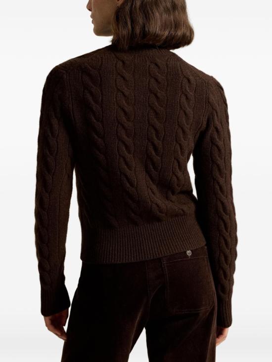  폴로 랄프로렌 로고 자수 크루넥 가디건 211972104 BROWN - POLO RALPH LAUREN