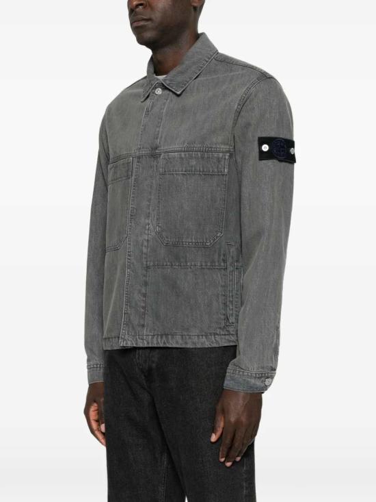 26FW 스톤 아일랜드 블루 린스 버튼 디테일 코치 재킷 L2S144100006S0J35 VJ604 GREY LIGHT WASH - STONE ISLAND